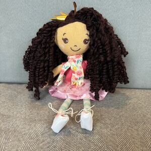 Sunny Days Hopscotch Lane Soft Cloth Floppy Doll Jade Crown Pink Curly Hair